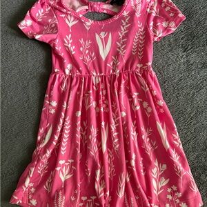 Picapino Girls Pink Bow Floral Kids Dress 2T